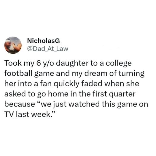 LOL nice try Dad, there’s always next week! 😂 #CFB #NCAA #CollegeGameday #NFL #Football #NFLFootball #NFLNews #NFLMemes #Sports #XZEmpire #XZSports